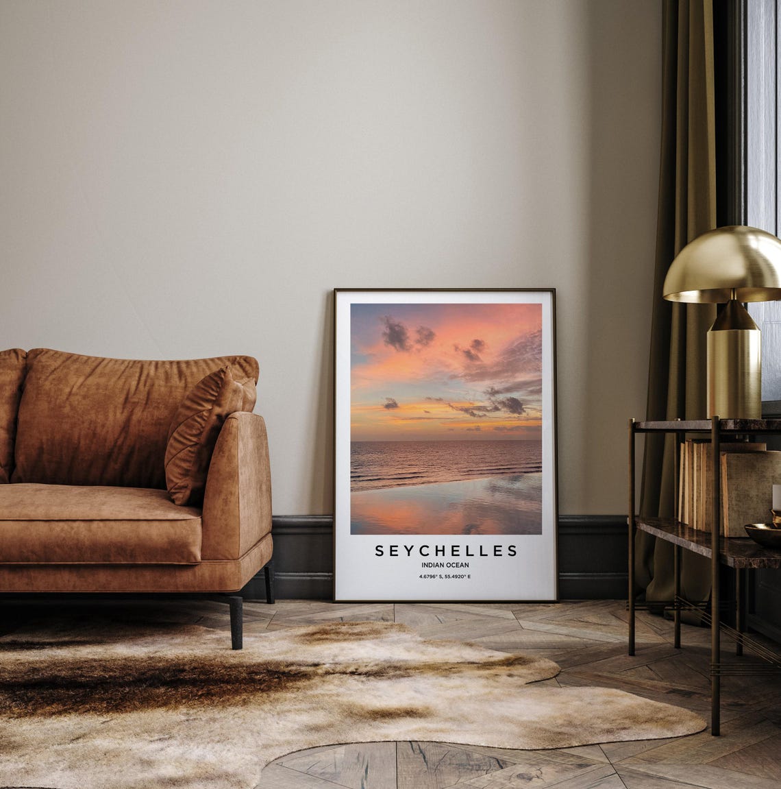 Seychelles Indian Ocean Pastel Sunset Beach Reflective Sand Poster - Image 3