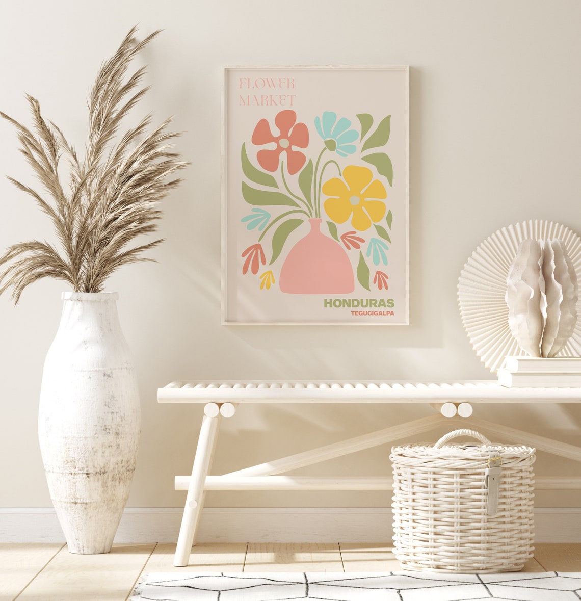 Honduras Tegucigalpa Flower Market Pastel Vase Floral Poster - Image 2