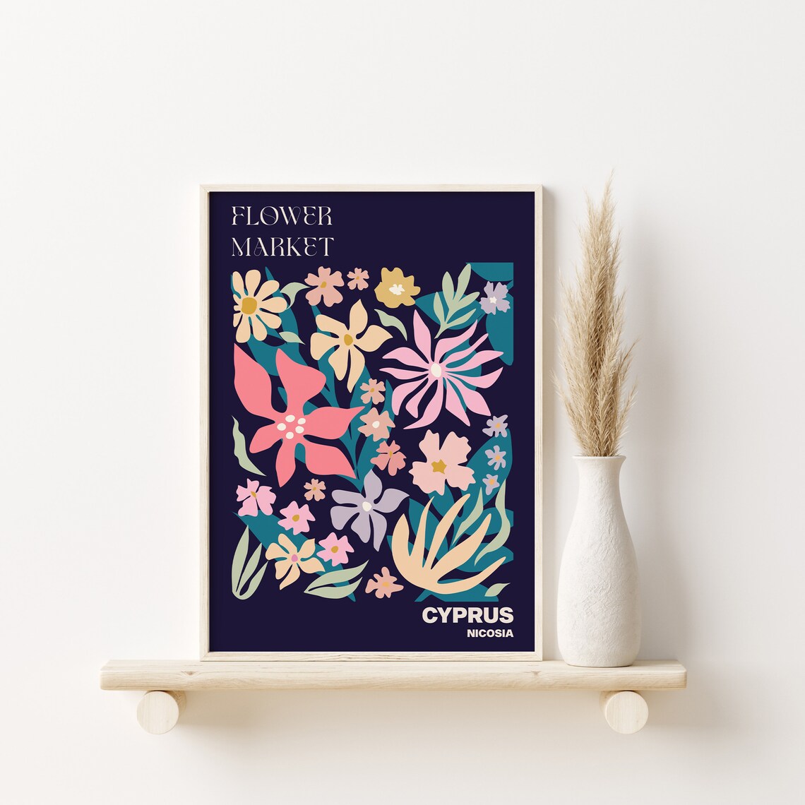 Nicosia Cyprus Flower Market Bright Colorful Tropical Bloom Poster - Image 2