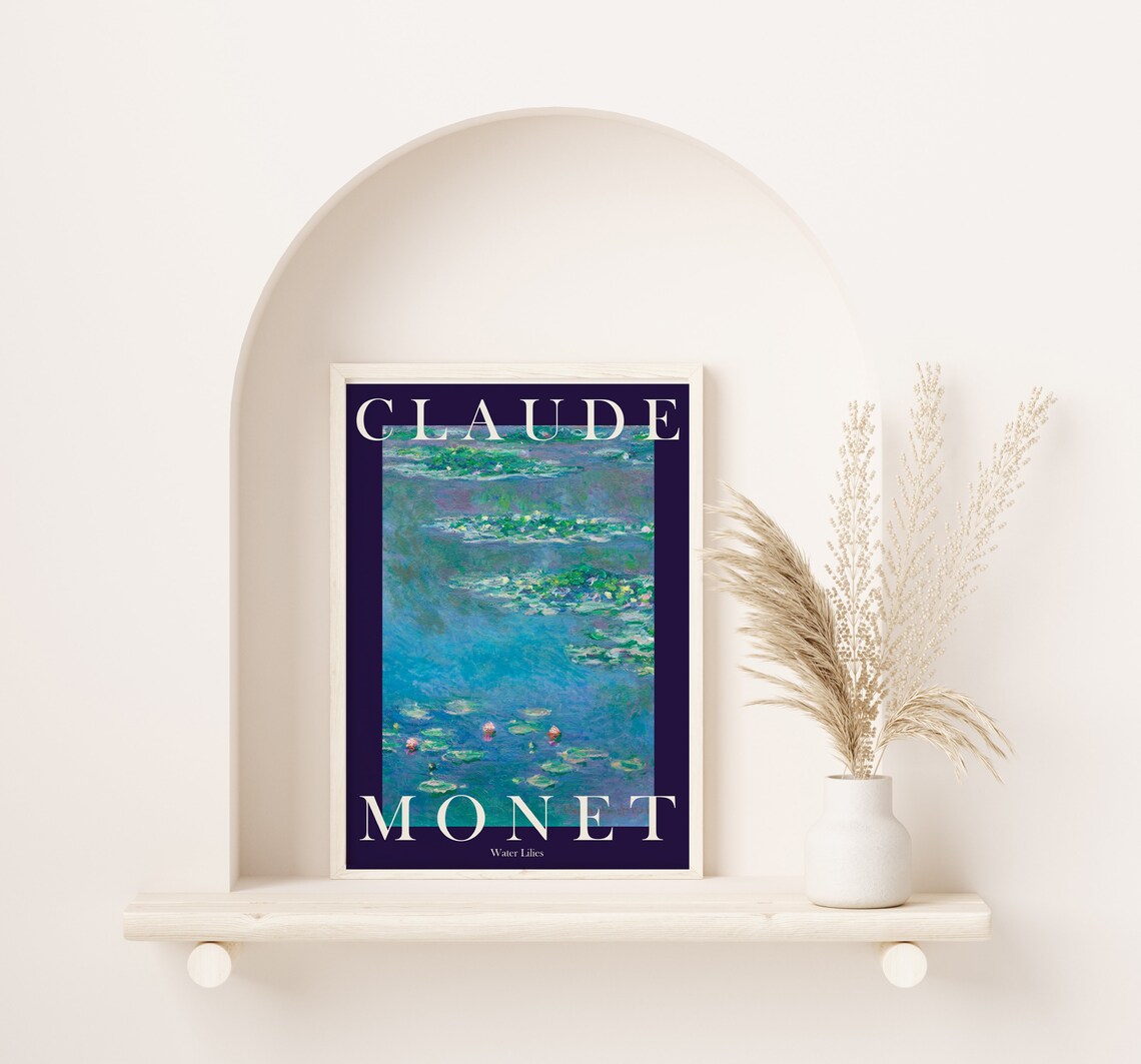 Claude Monet Water Lilies Navy Blue Exhibition Poster For Dramatic Home Decor - Image 2