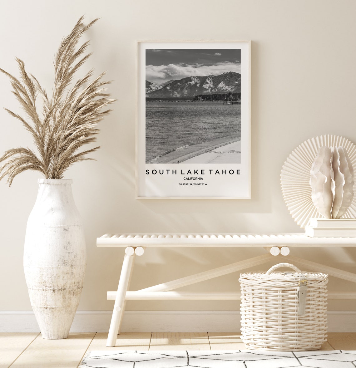 South Lake Tahoe Travel Poster Tahoe Print Tahoe Photo Print Black And White Photography Monochrome Travel Photography California Travel - Image 2