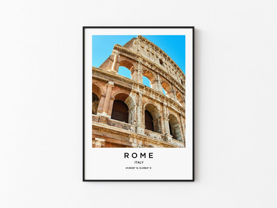Rome Italy Colosseum Low Angle Stone Arches Ancient Landmark Poster