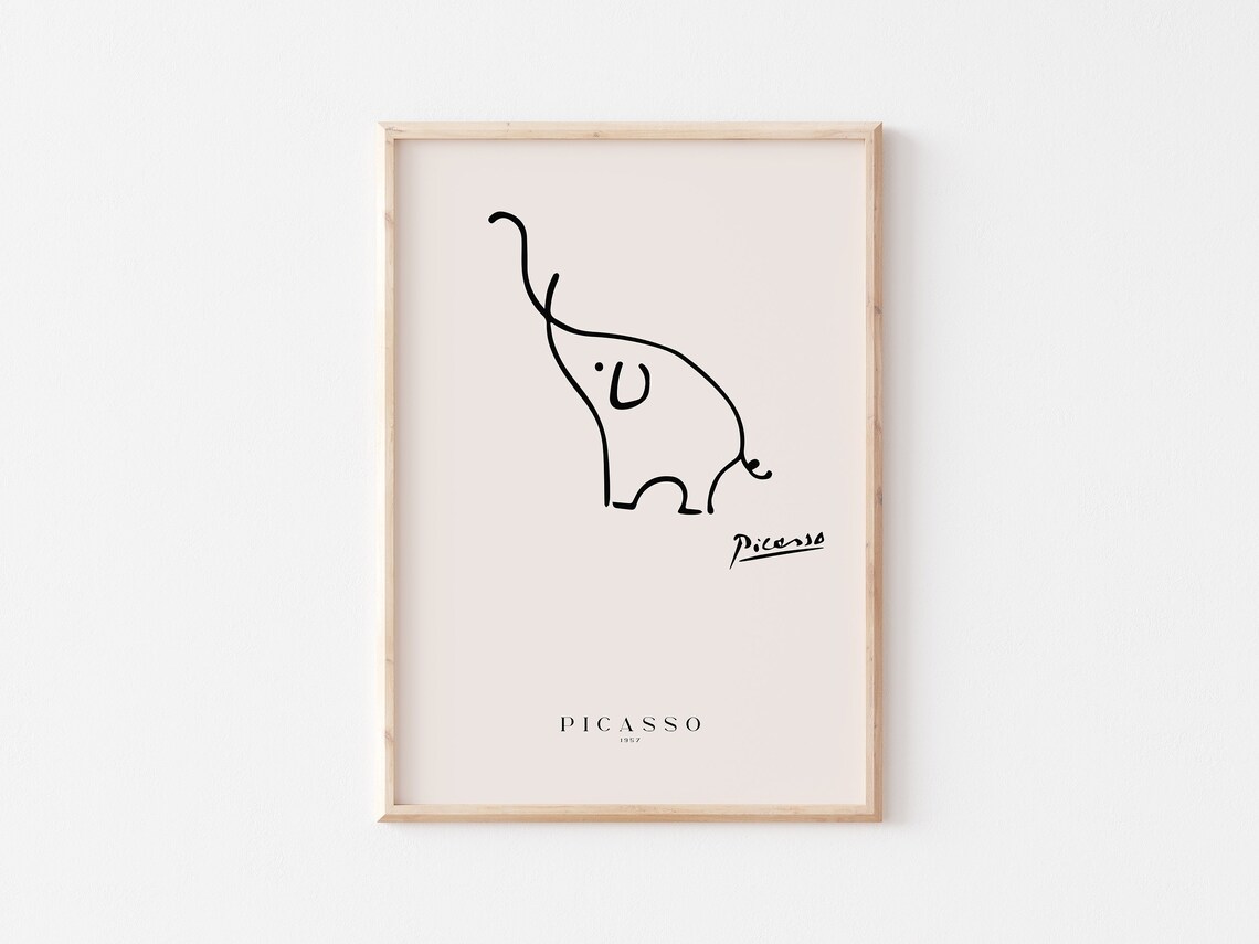 Picasso Elephant 1957 Minimalist Line Drawing Art Poster For Nursery Wall Decor - Image 3