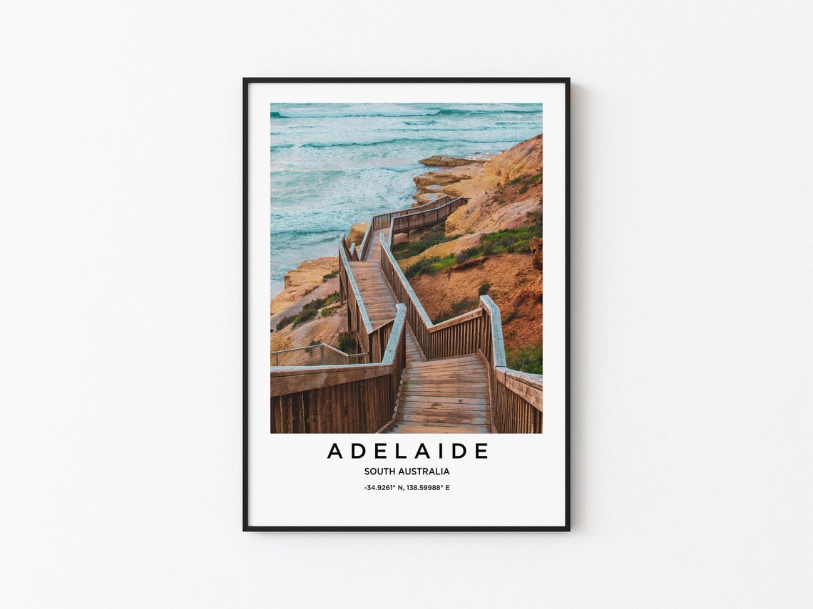 Adelaide South Australia Coastal Boardwalk Cliffs Travel Poster