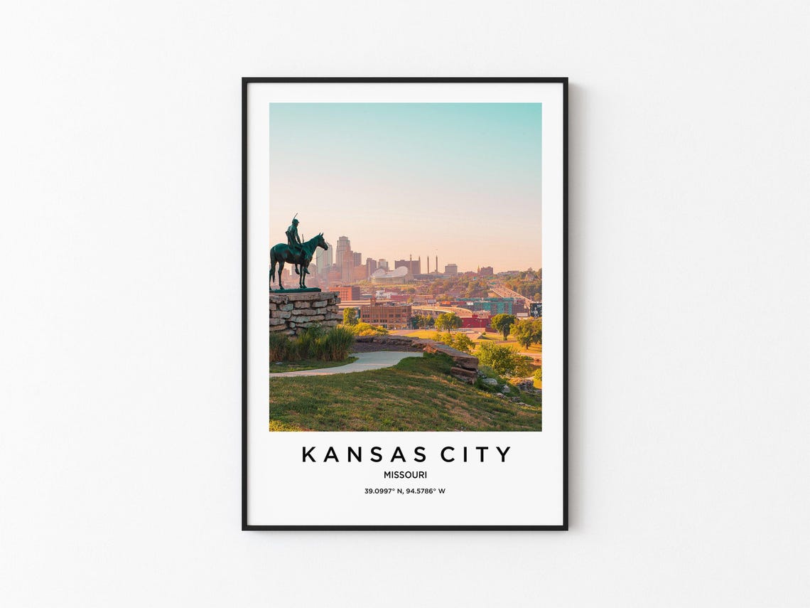 Kansas City Missouri Scout Statue Skyline Sunset Overlook Poster