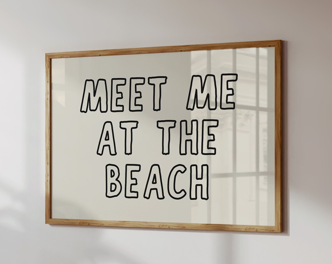 Meet Me At The Beach Retro Typography Art Print
