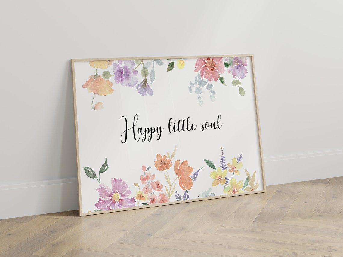 Happy Little Soul Wildflower Nursery Quote Blush Meadow Poster - Image 2