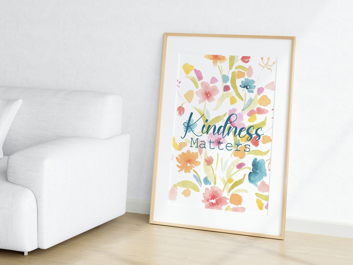 Kindness Matters Inspirational Quote Poster with Watercolor Flowers - Image 3