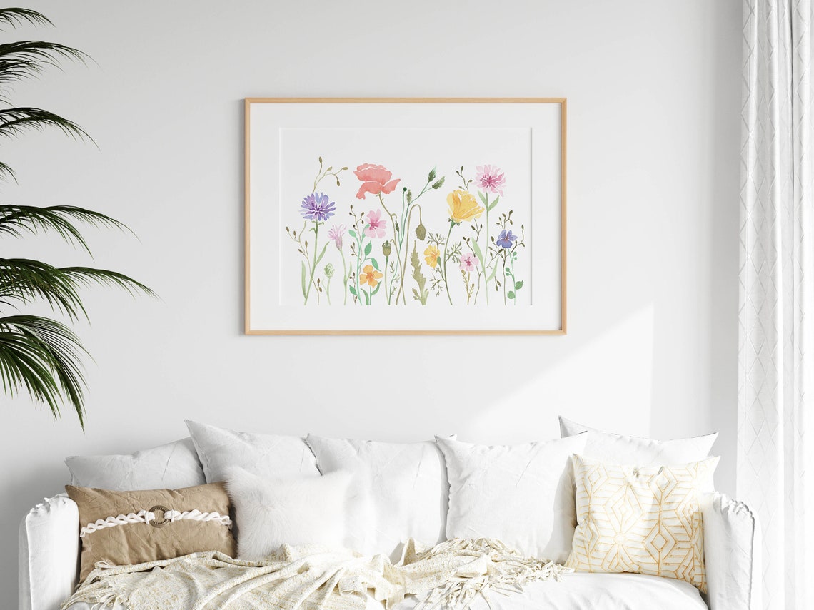 Soft Pastel Wildflowers Delicate Floral Watercolor Garden Poster - Image 2