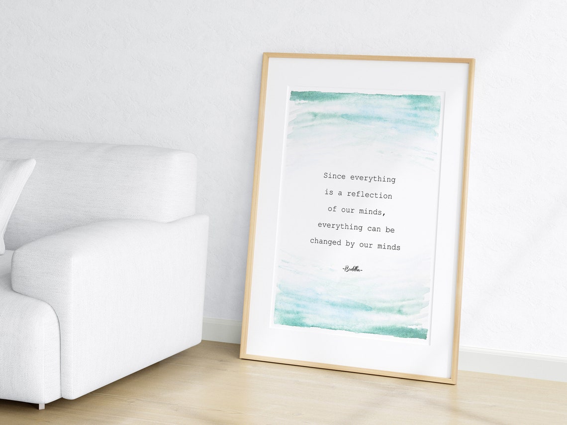 Buddha Mindfulness Quote Teal Watercolor Calm Mindset Poster - Image 3
