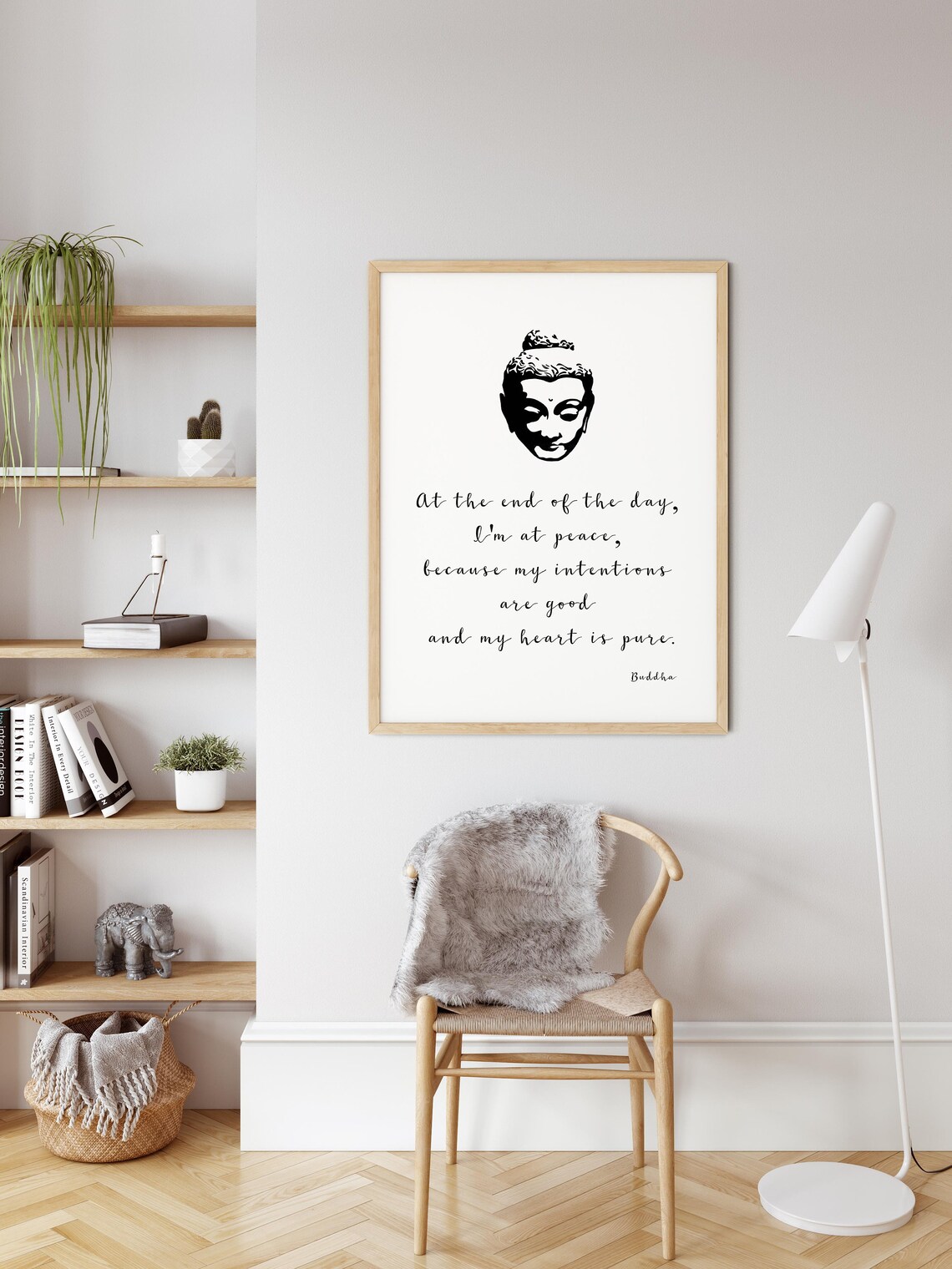 Buddha At Peace Good Intentions Pure Heart Quote Zen Art Poster - Image 3