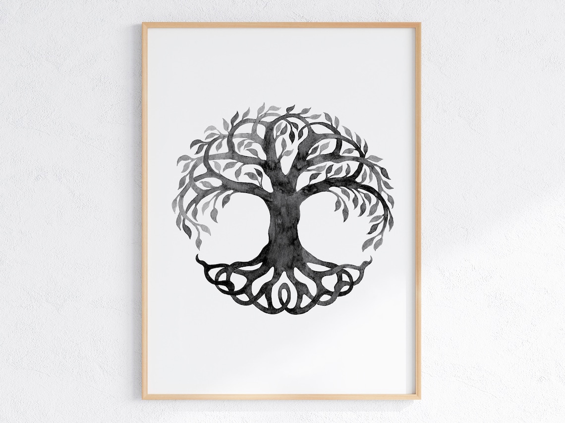 Black And White Tree of Life Mandala Art Print