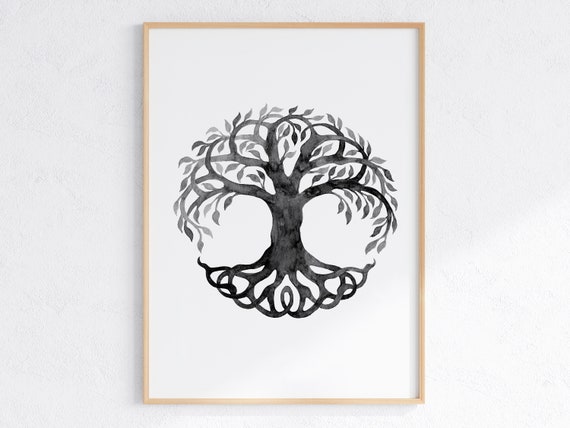 Black And White Tree of Life Mandala Art Print