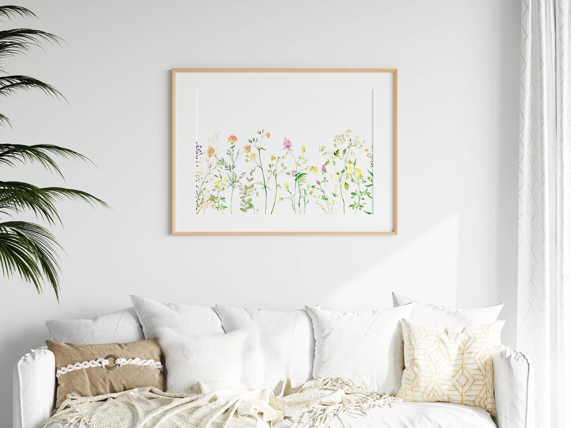 Horizontal Floral Watercolor Print, Country Wildflowers - Image 3