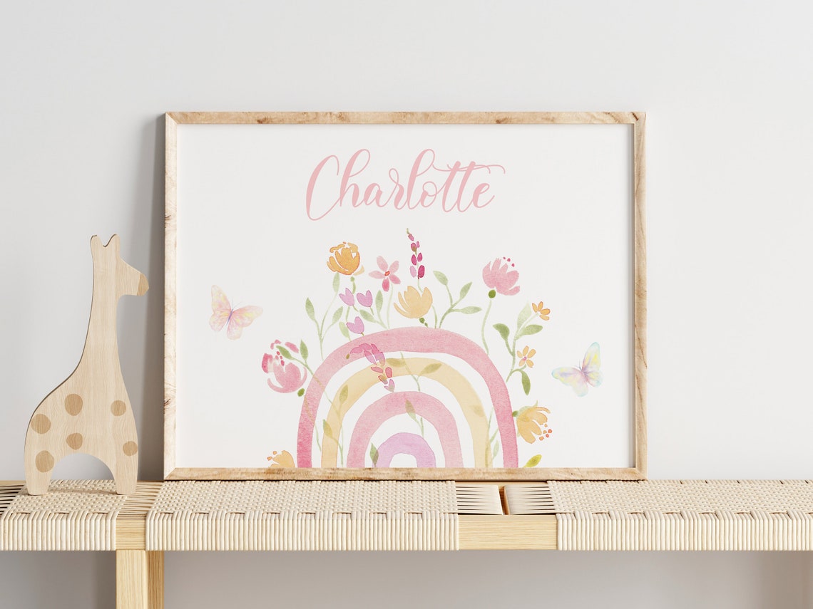 Personalized Rainbow Wildflower Name Custom Nursery Wall Art - Image 2