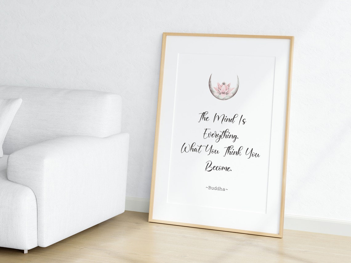The Mind Is Everything Buddha Lotus Moon Quote Inspirational Poster - Image 3
