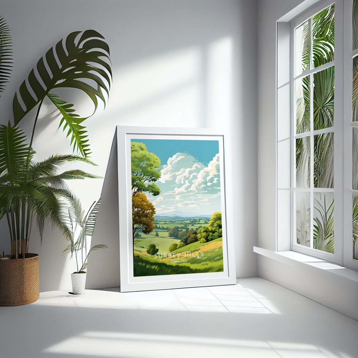 Surrey Hills England Rolling Green Meadows Summer Clouds Poster - Image 4