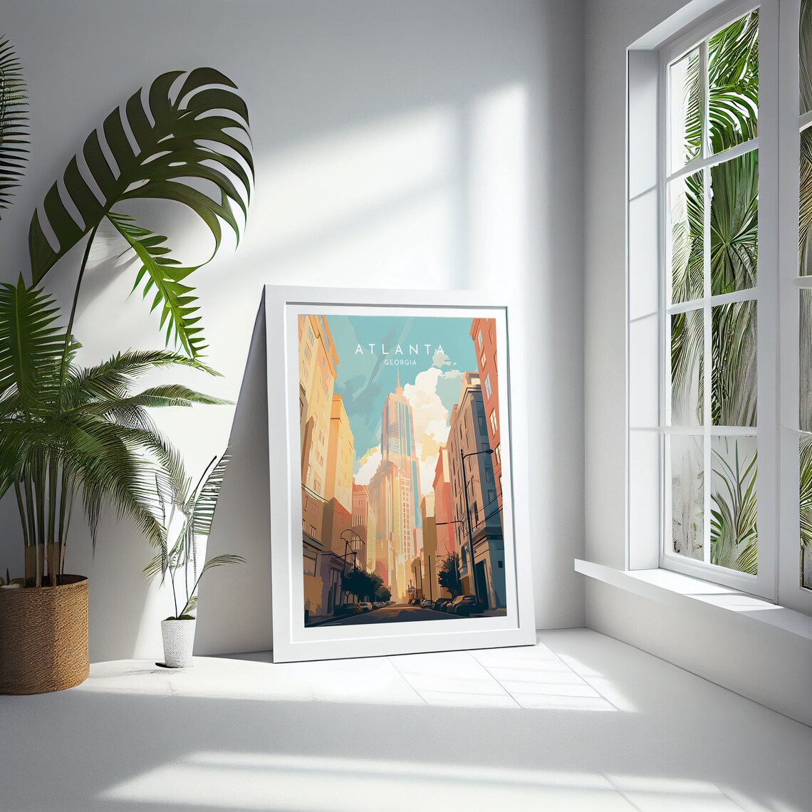 Atlanta Georgia Downtown Street Skyline Minimal Travel Poster - Image 4