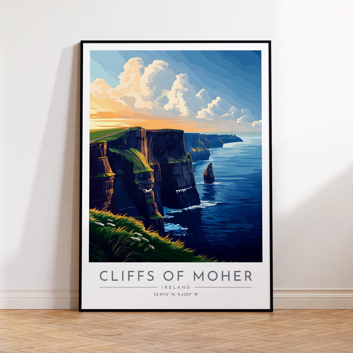 Cliffs of Moher Ireland Golden Sunset Ocean Cliffs Evening Poster