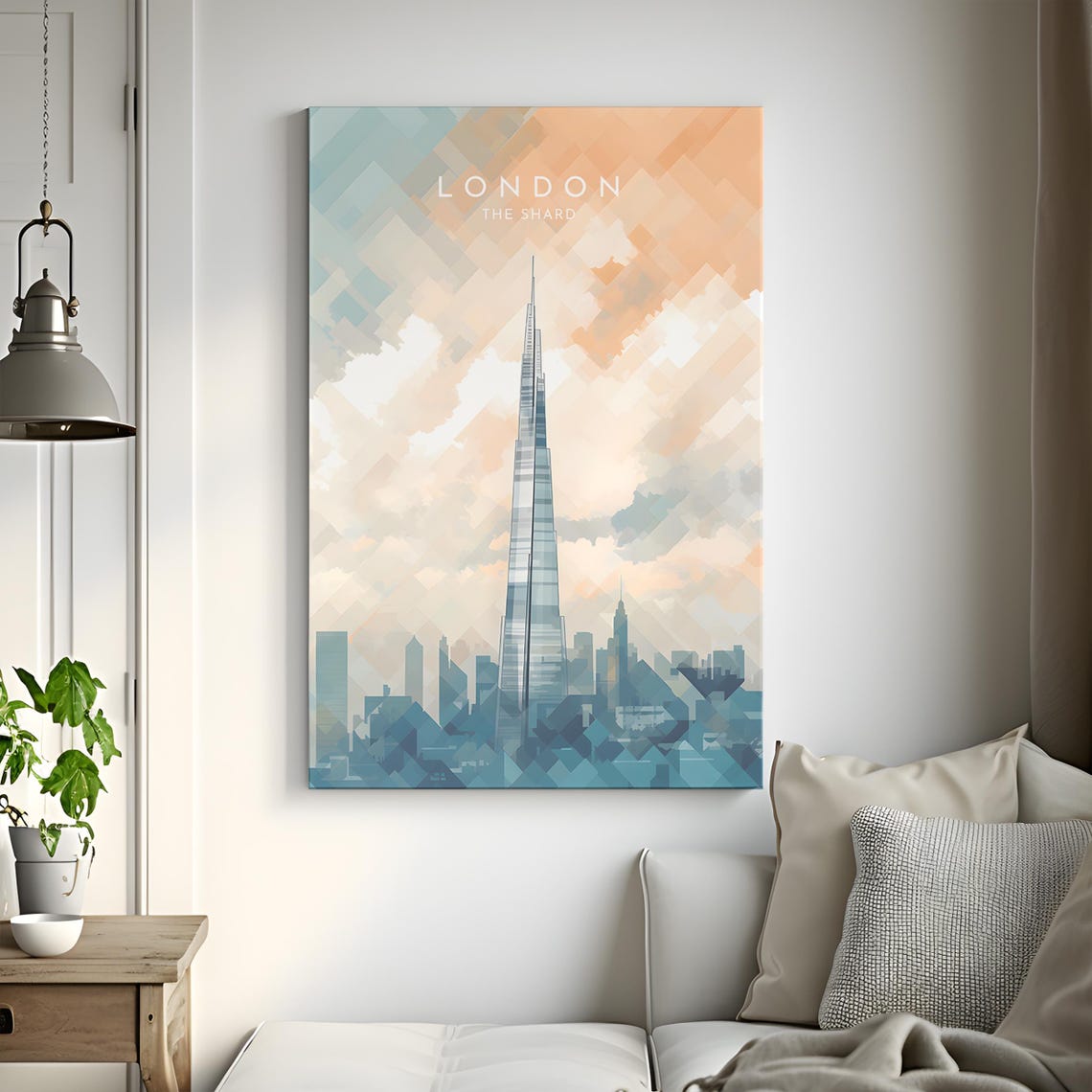 London The Shard Pastel Geometric Mosaic Sky Modern City Poster - Image 3