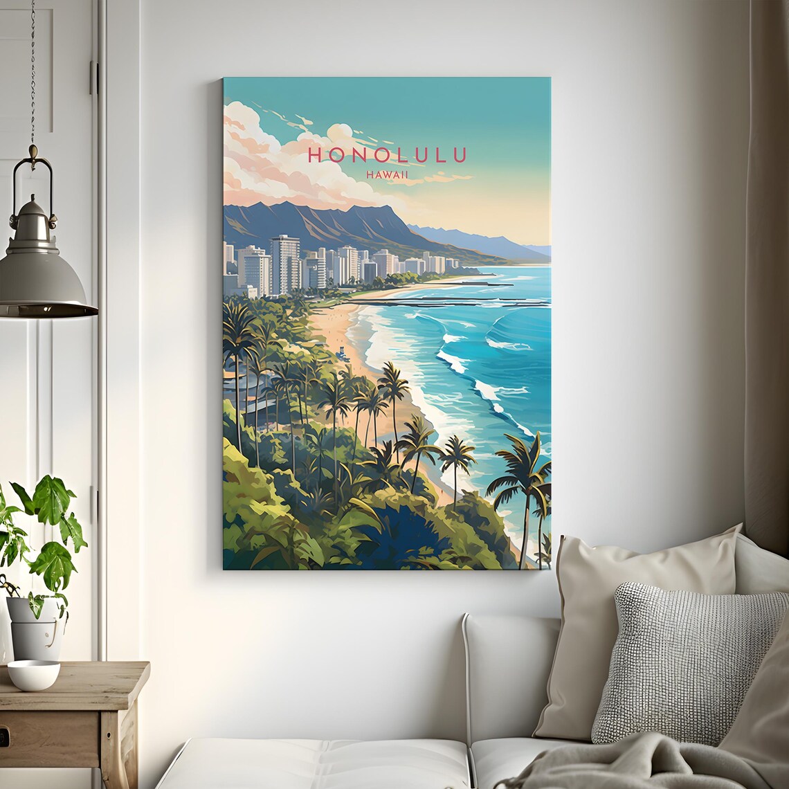 Honolulu Travel Poster, Hawaii Home Decor Print - Image 3