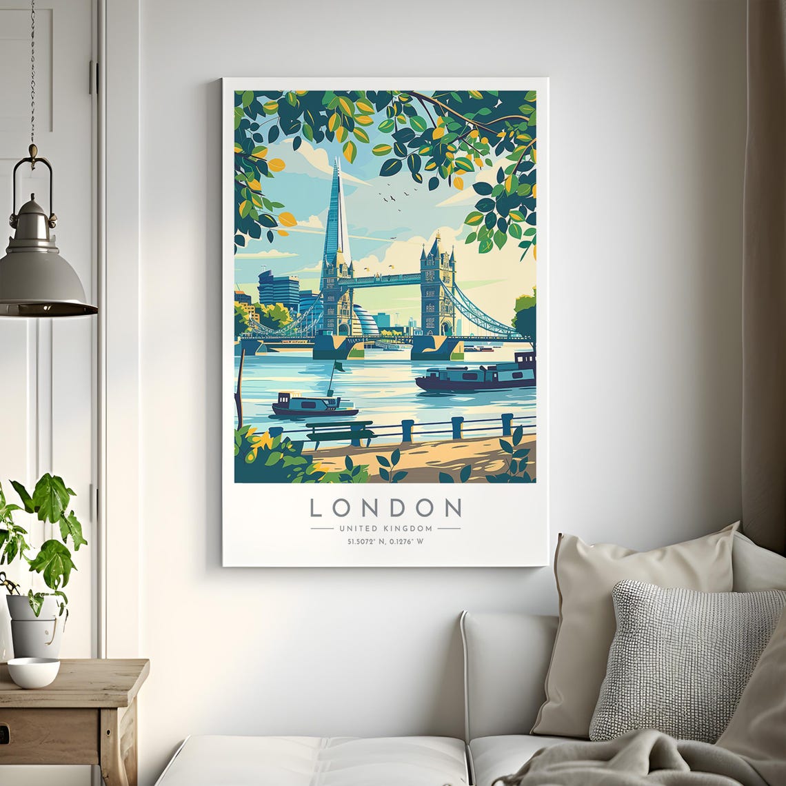 London Tower Bridge Shard Thames Riverside Summer Day Poster - Image 2