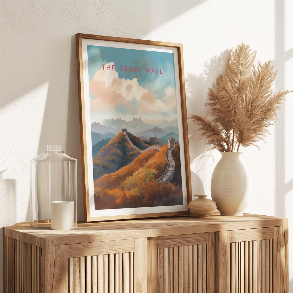 The Great Wall of China Autumn Mountains Travel Poster over Ridgelines - Image 2