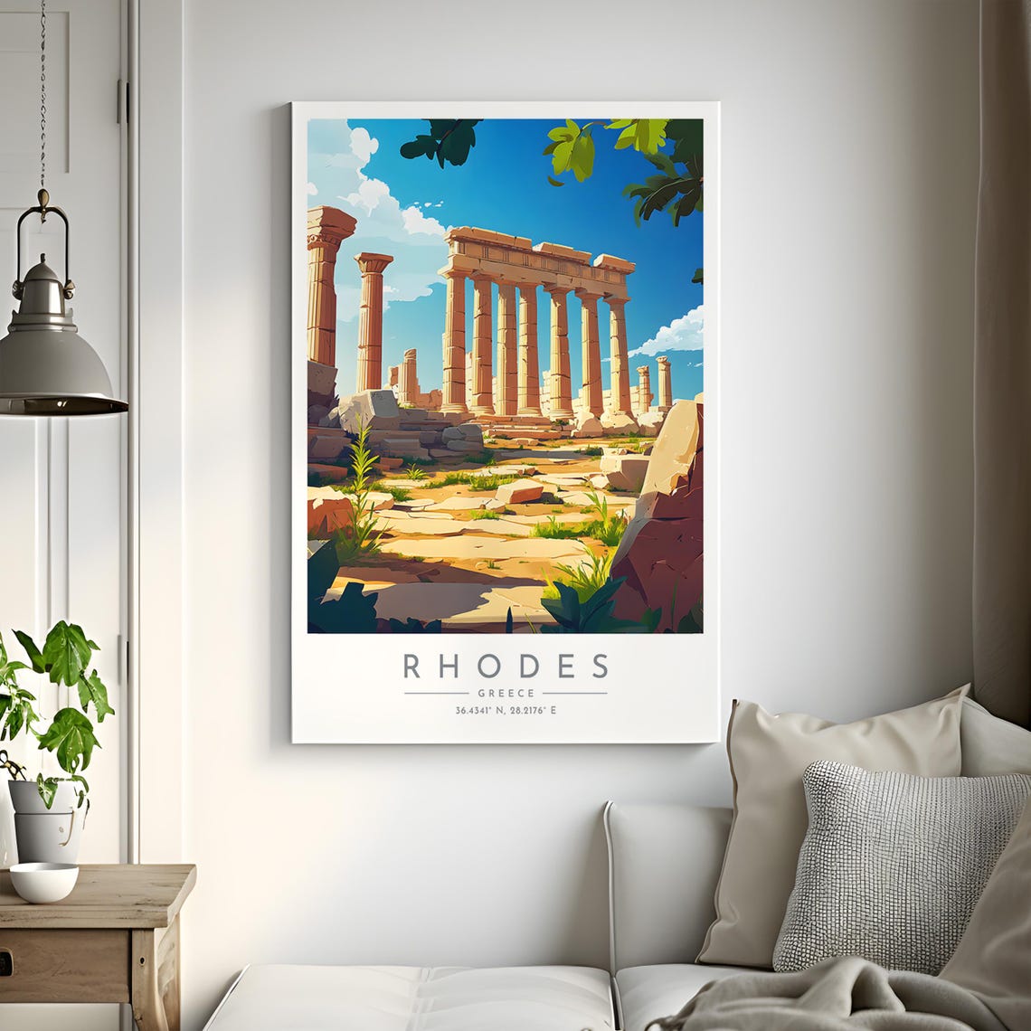 Rhodes Ancient Greek Columns Ruins Sunlit History Travel Poster - Image 2