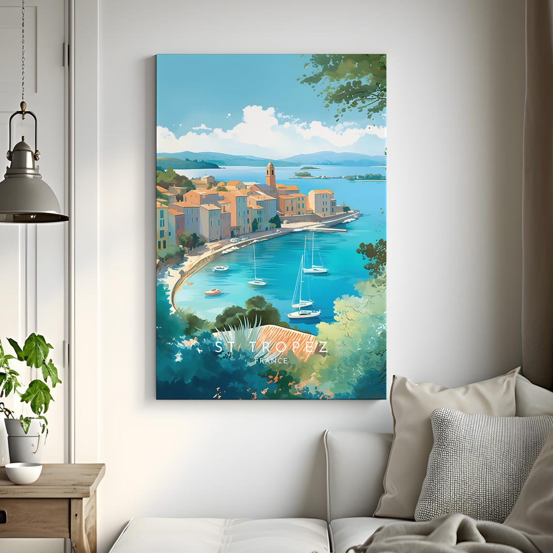Saint-Tropez France Harbor Sailboats Sunny Coast Travel Poster - Image 3