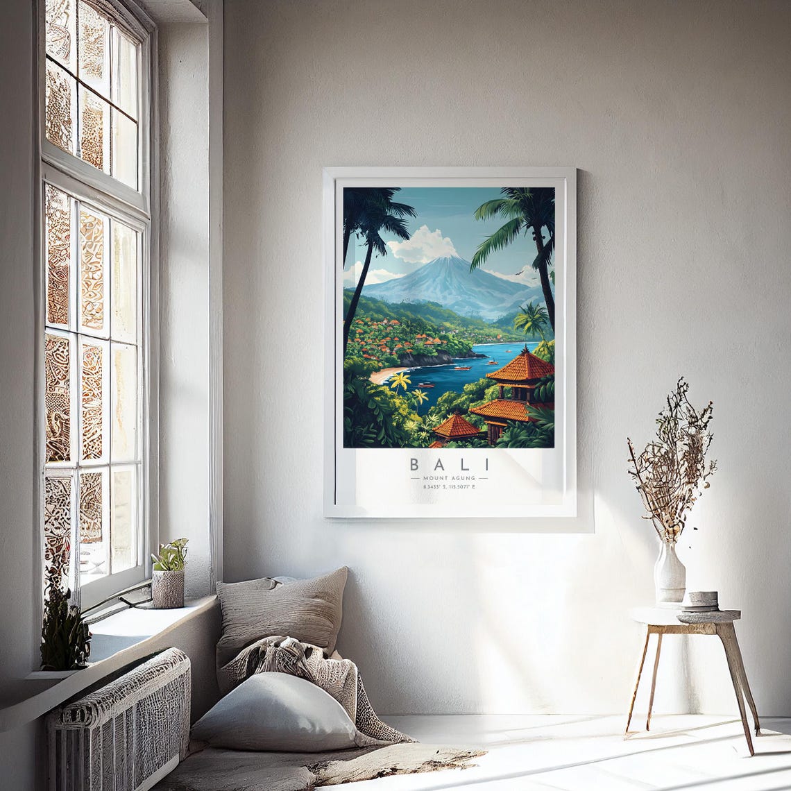 Bali Mount Agung Volcano Temple Bay Tropical Indonesia Travel Poster - Image 4