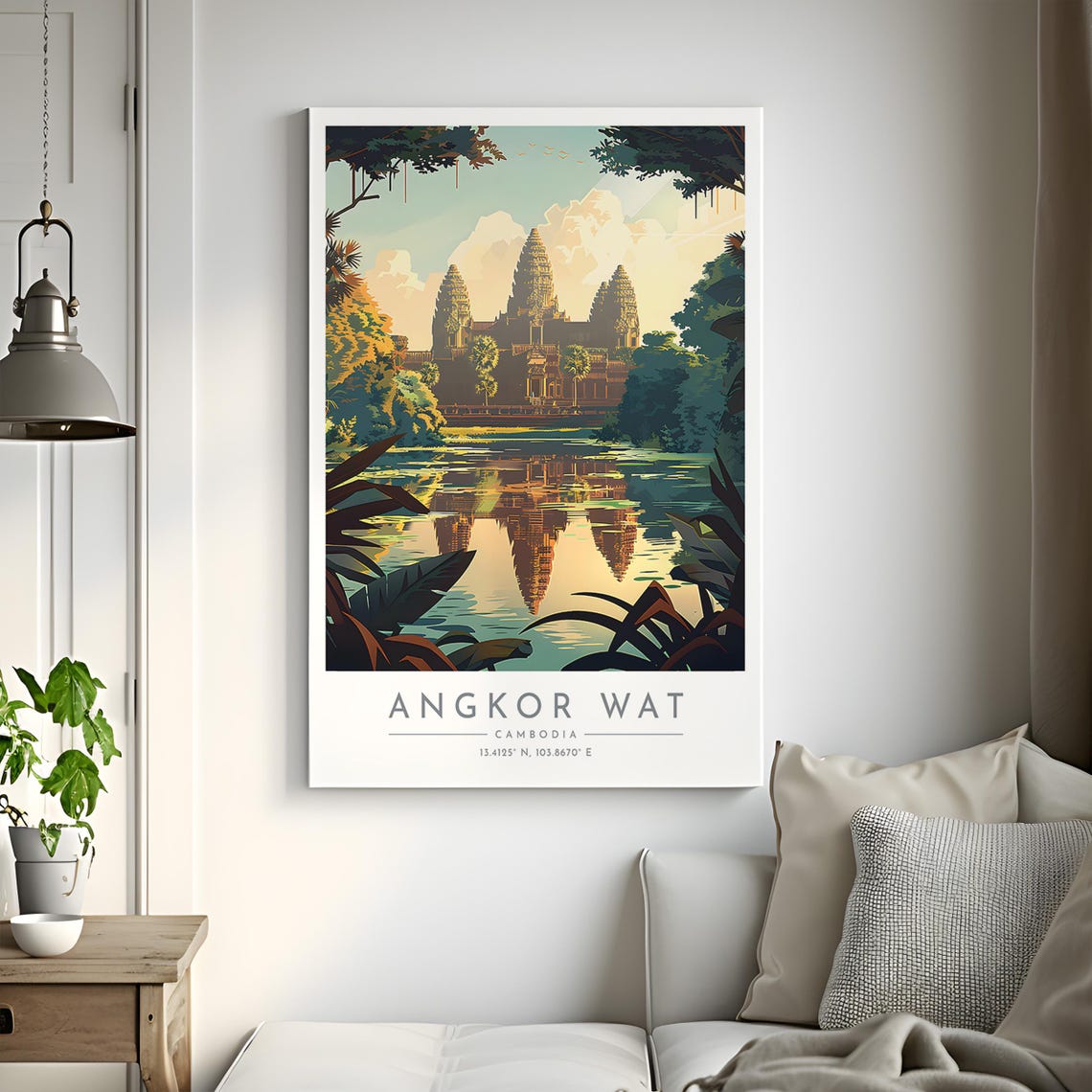 Angkor Wat Cambodia Temple Sunrise Reflection Jungle View Poster - Image 2