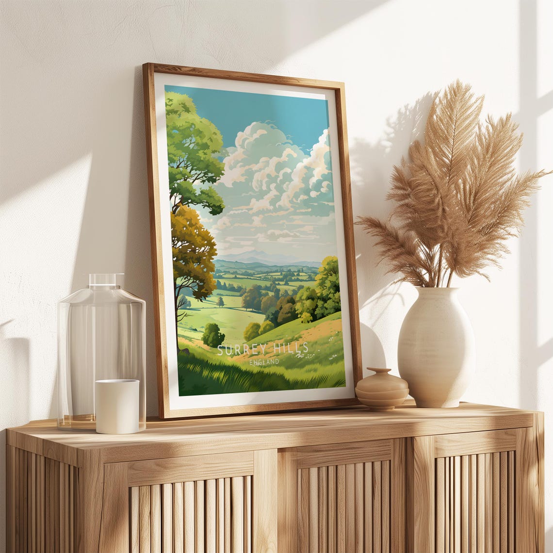 Surrey Hills England Rolling Green Meadows Summer Clouds Poster - Image 2