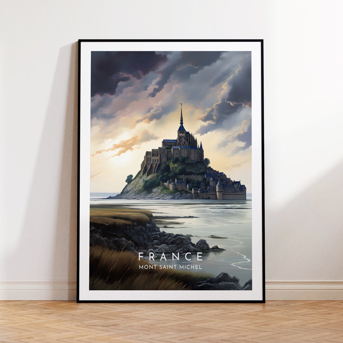 Mont Saint-Michel France Dramatic Island Abbey Travel Poster