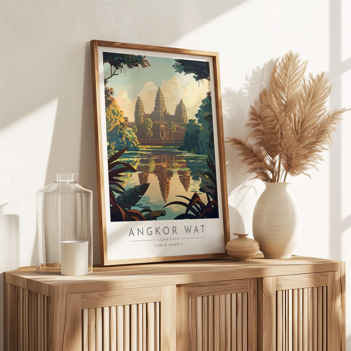 Angkor Wat Cambodia Temple Sunrise Reflection Jungle View Poster - Image 3