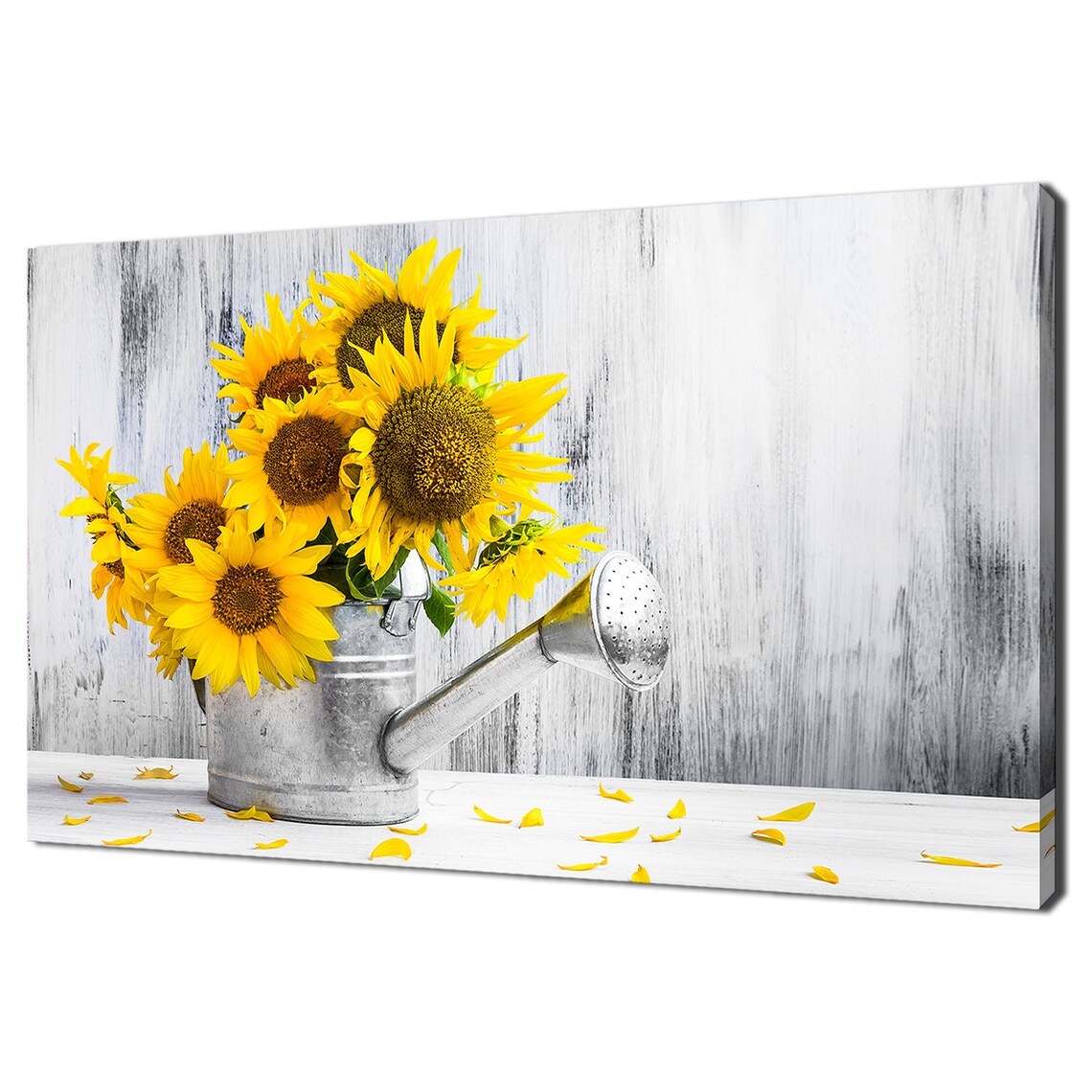 Sunflowers in Watering Can, Modern Floral Art Print