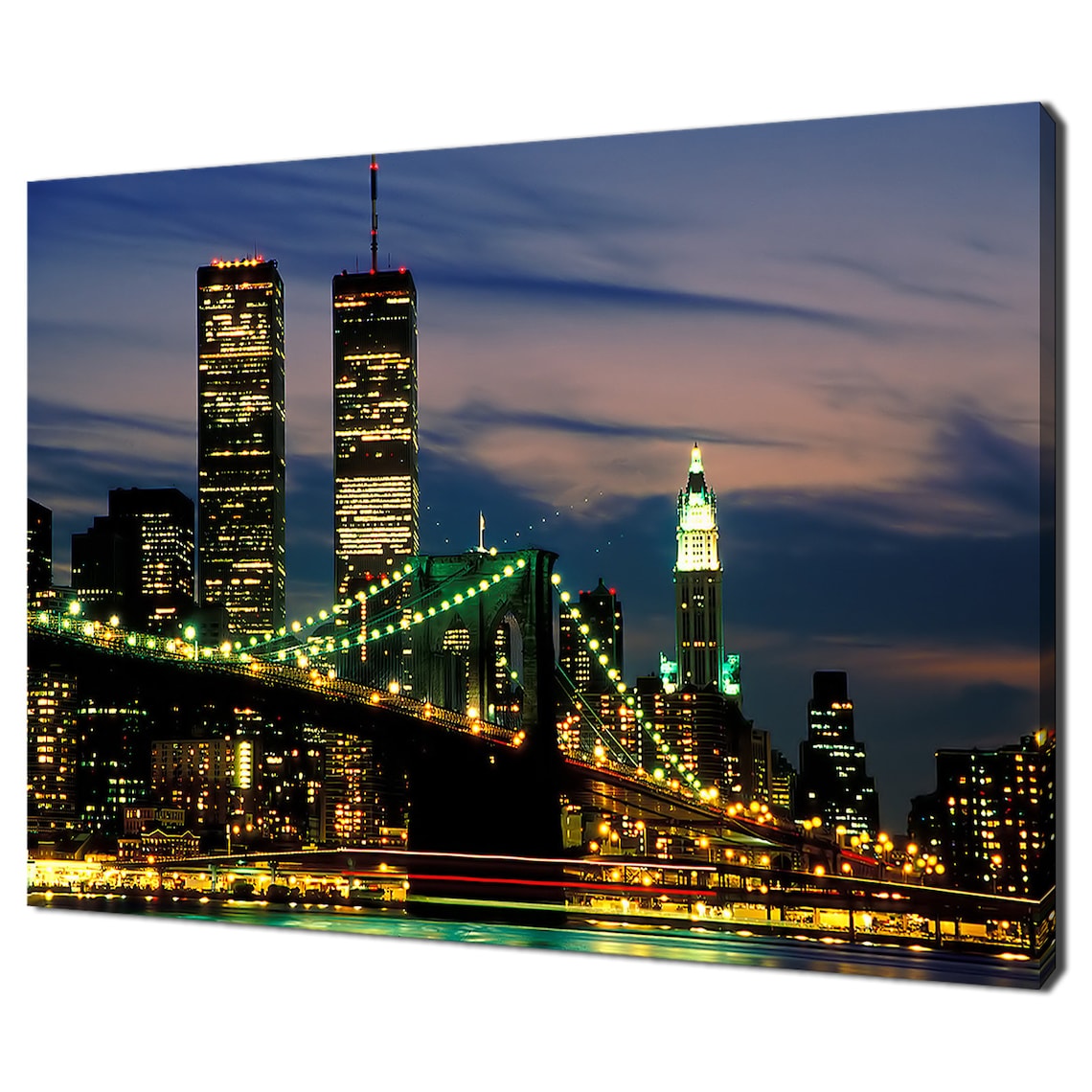Brooklyn Bridge, Manhattan Skyline and Twin Towers Art Print