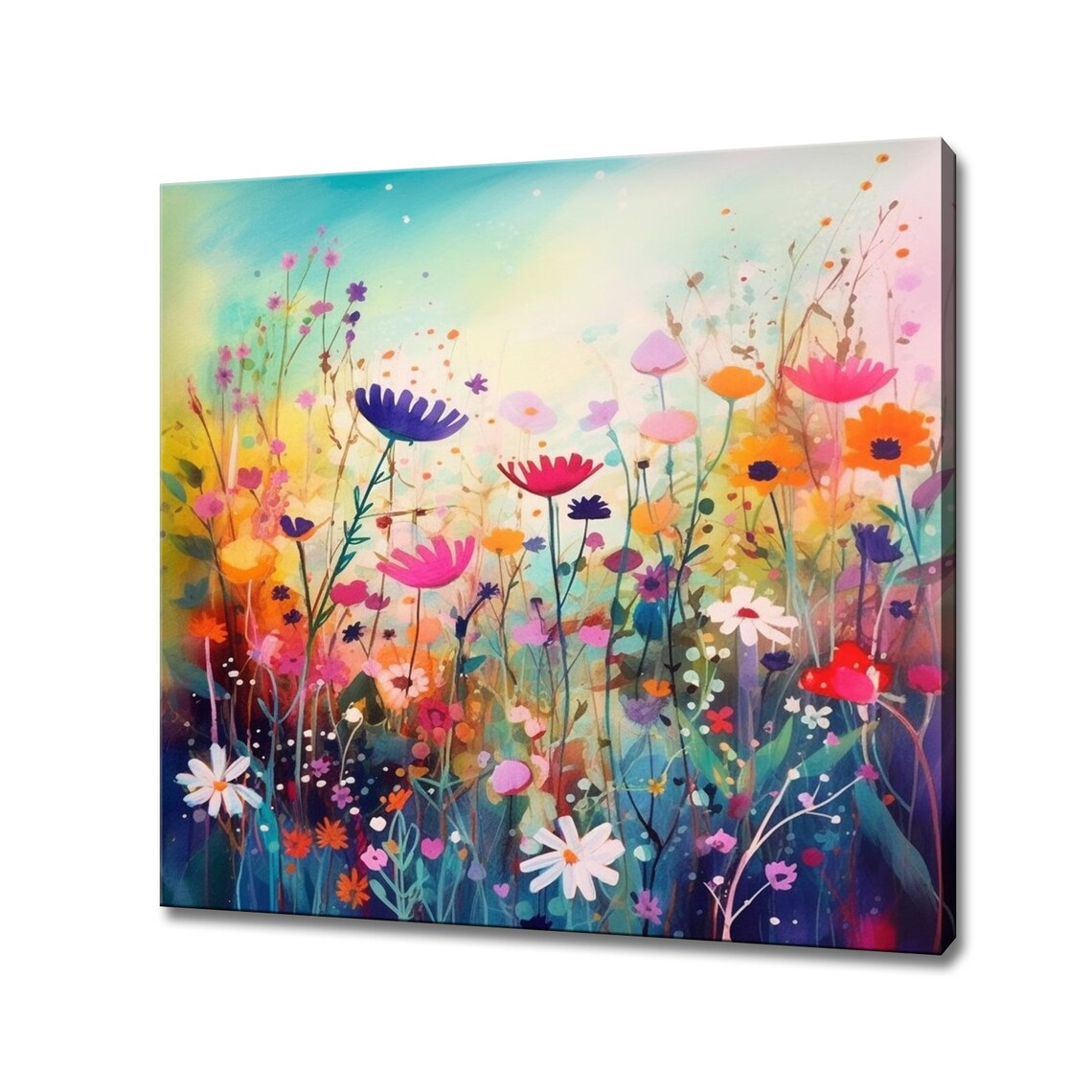 Colorful Wildflowers Meadow Abstract Watercolour Art Print