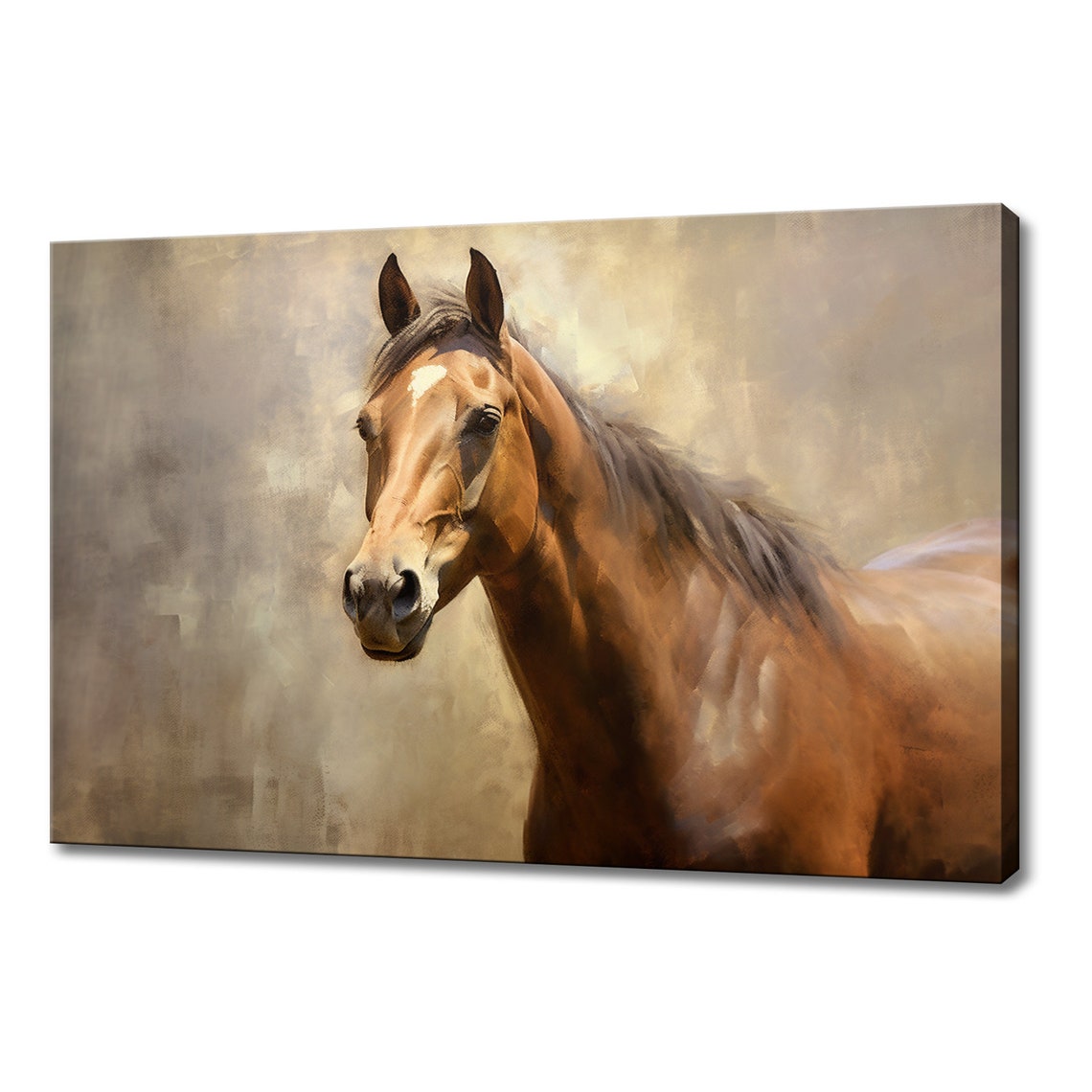 Chestnut Horse Noble Portrait Warm Vintage Equestrian Wall Art Poster