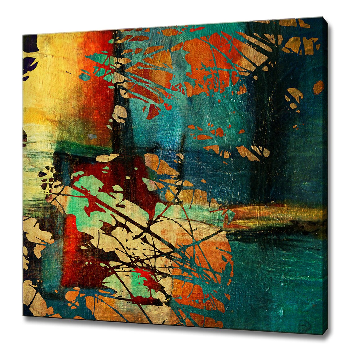 Colorful Grunge Abstract Painting, Modern Wall Art Print