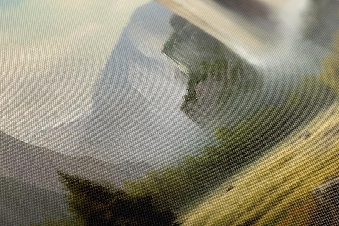 Waterfall Over Granite Cliffs Misty Valley Vintage Landscape Poster - Image 2
