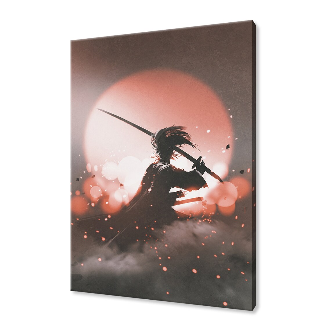 Japanese Samurai Warrior Sunset Art Print, Modern Design
