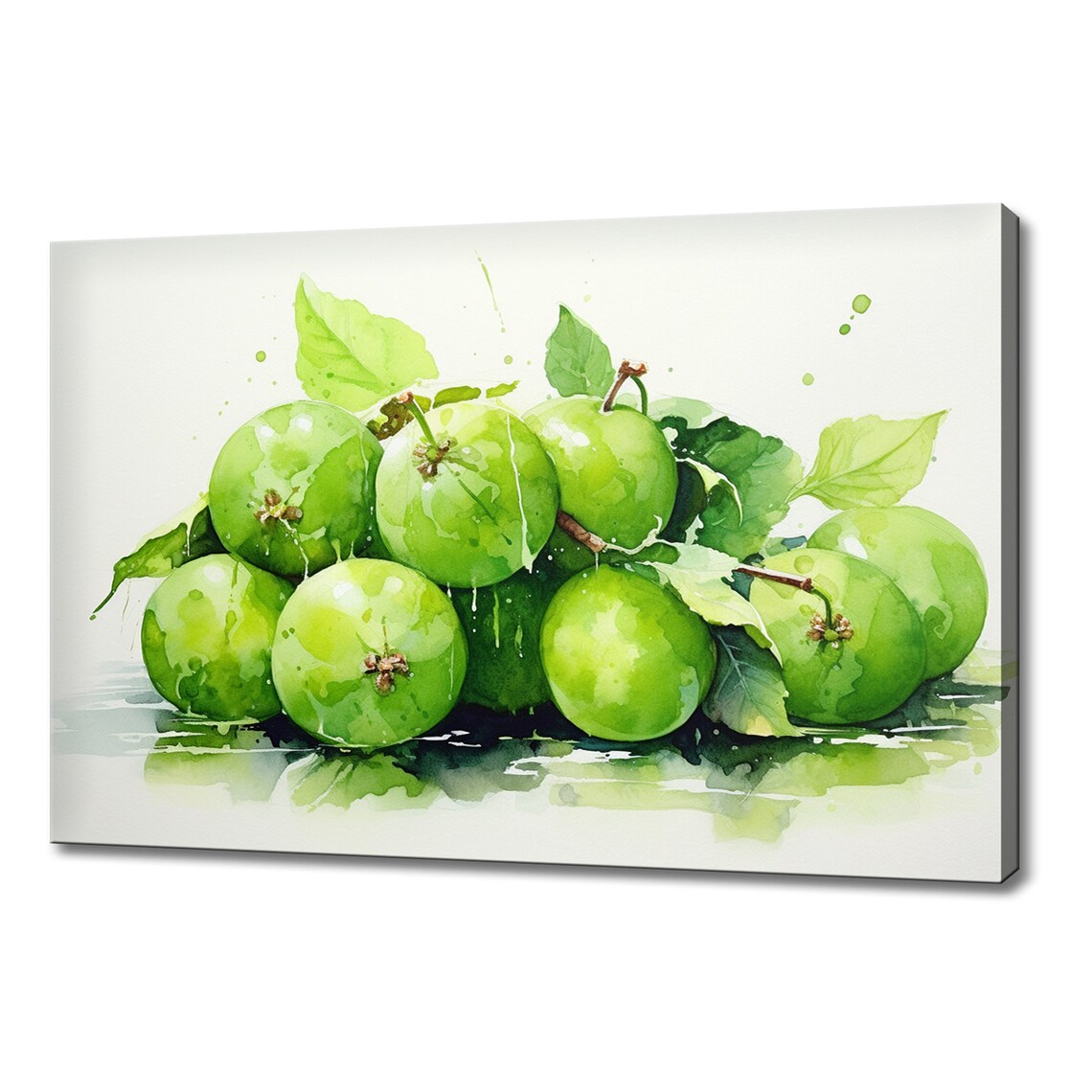 Rain Over Green Apples Fruits Watercolour Print Colourful Kitchen Wall Art Fruit Print Modern Kitchen Restaurant Wall Decor