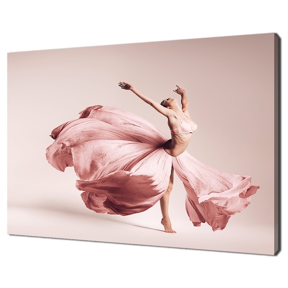 Ballerina Dancing in Pink Dress, Dance Art Print
