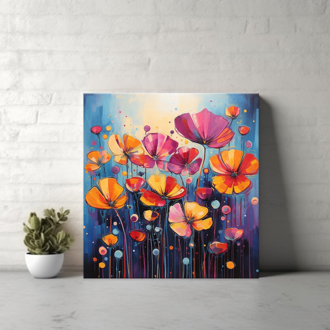 Colourful Bouquet Of Poppies Flowers Oil Painting Style Print Wall Art Modern Floral Design Home Decor Botanical Flowers Wall Art - Image 4