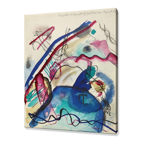 Kandinsky White Border Study IV 1913 Blue Pink Abstract Watercolor Print