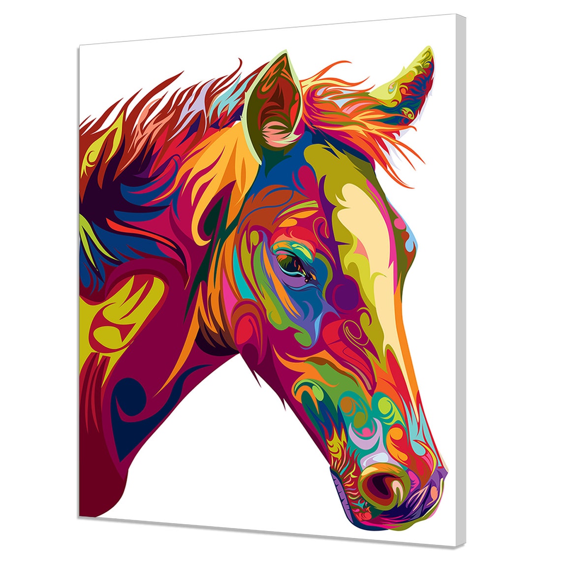 Colorful Abstract Horse Head Portrait Vibrant Pop Art Animal Wall Art