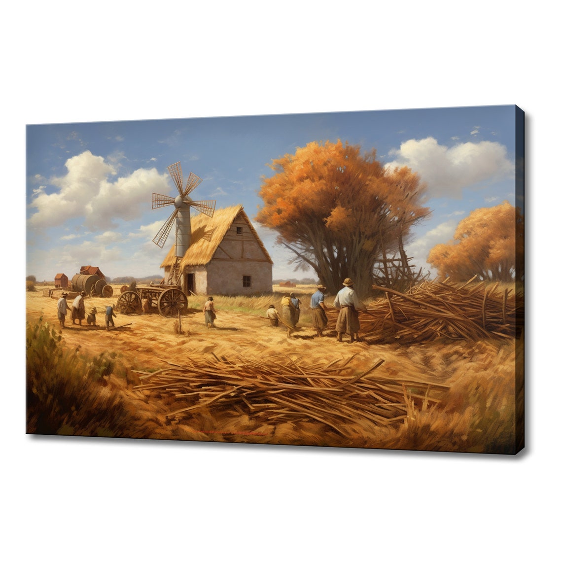 Day On The Farm In Autumn Countryside Vintage Painting Style Print Farmhouse Decor Art Nature Picture Wall Hanging Fine Art Print