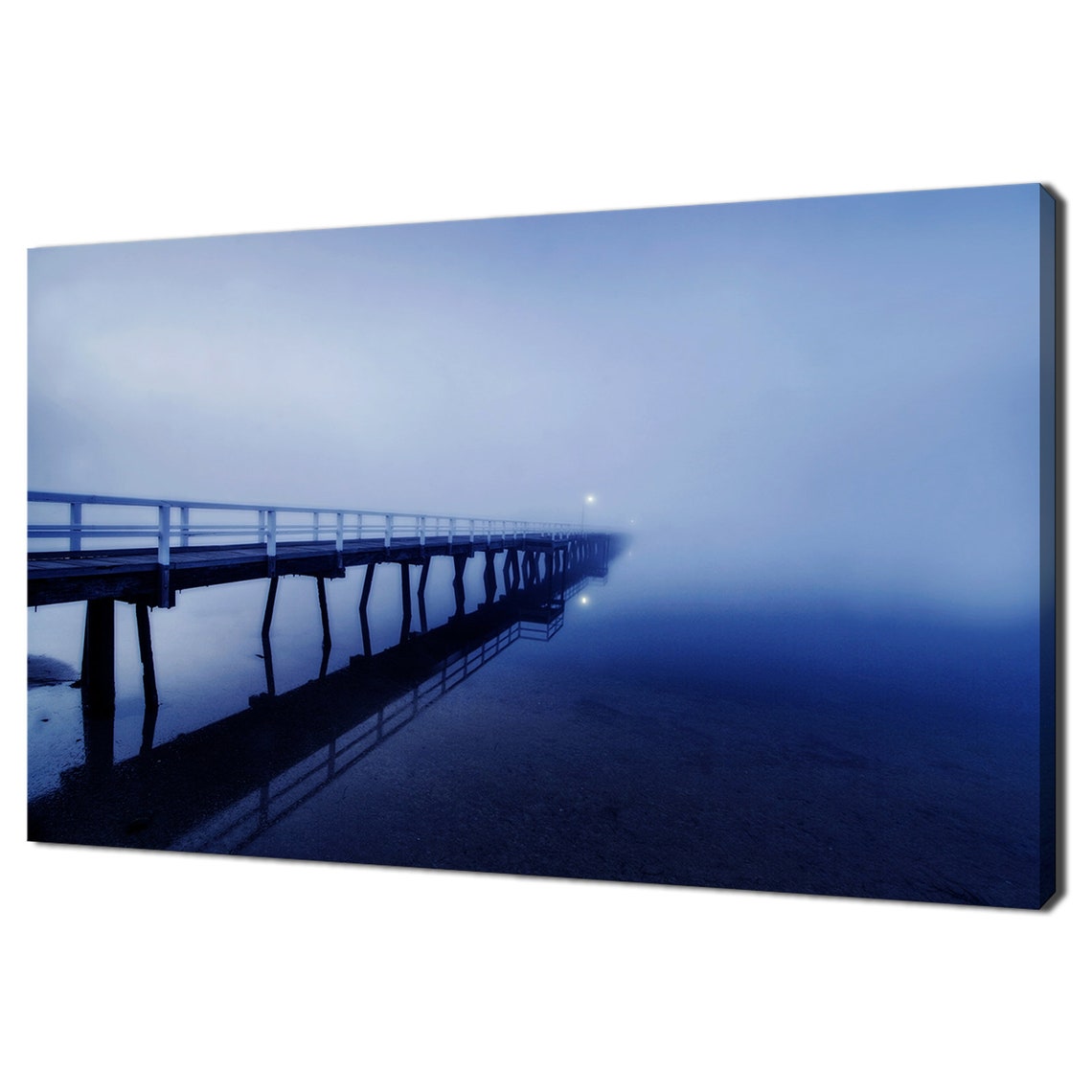 Wooden Dock Foggy Blue Lake Modern Design Home Decor Print Wall Art Picture Wall Hanging