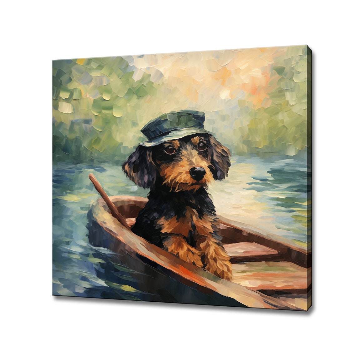 Cute Dachshund Dog In The Boat Animal Print Gift For Dachshund Dog Lover Colourful Dog Portrait Painting Print Dog Pet Wall Art