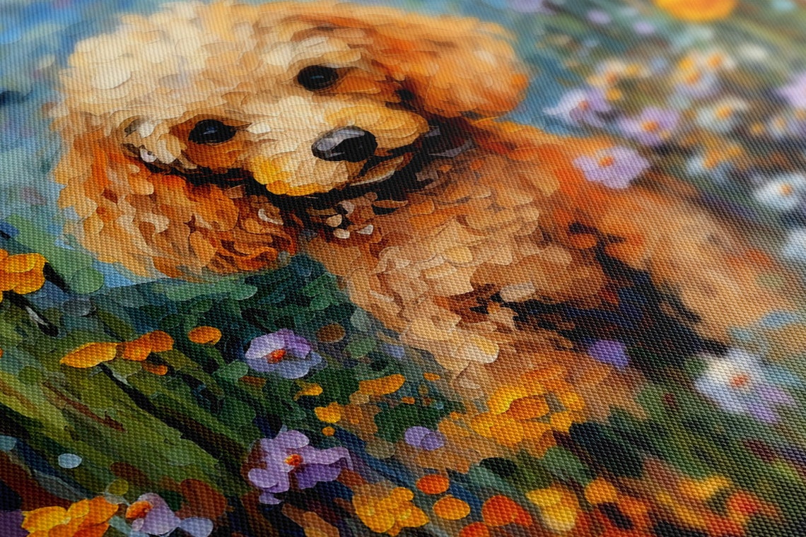 Cute Poodle Puppy Dog Animal Print Gift For Poodle Dog Lover Colourful Dog Portrait Painting Print Dog Pet Wall Art - Image 2